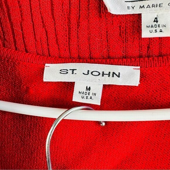 St. John Santana Knit Red Black 3 Piece Pants Sweater Tank Set - Picture 3 of 7